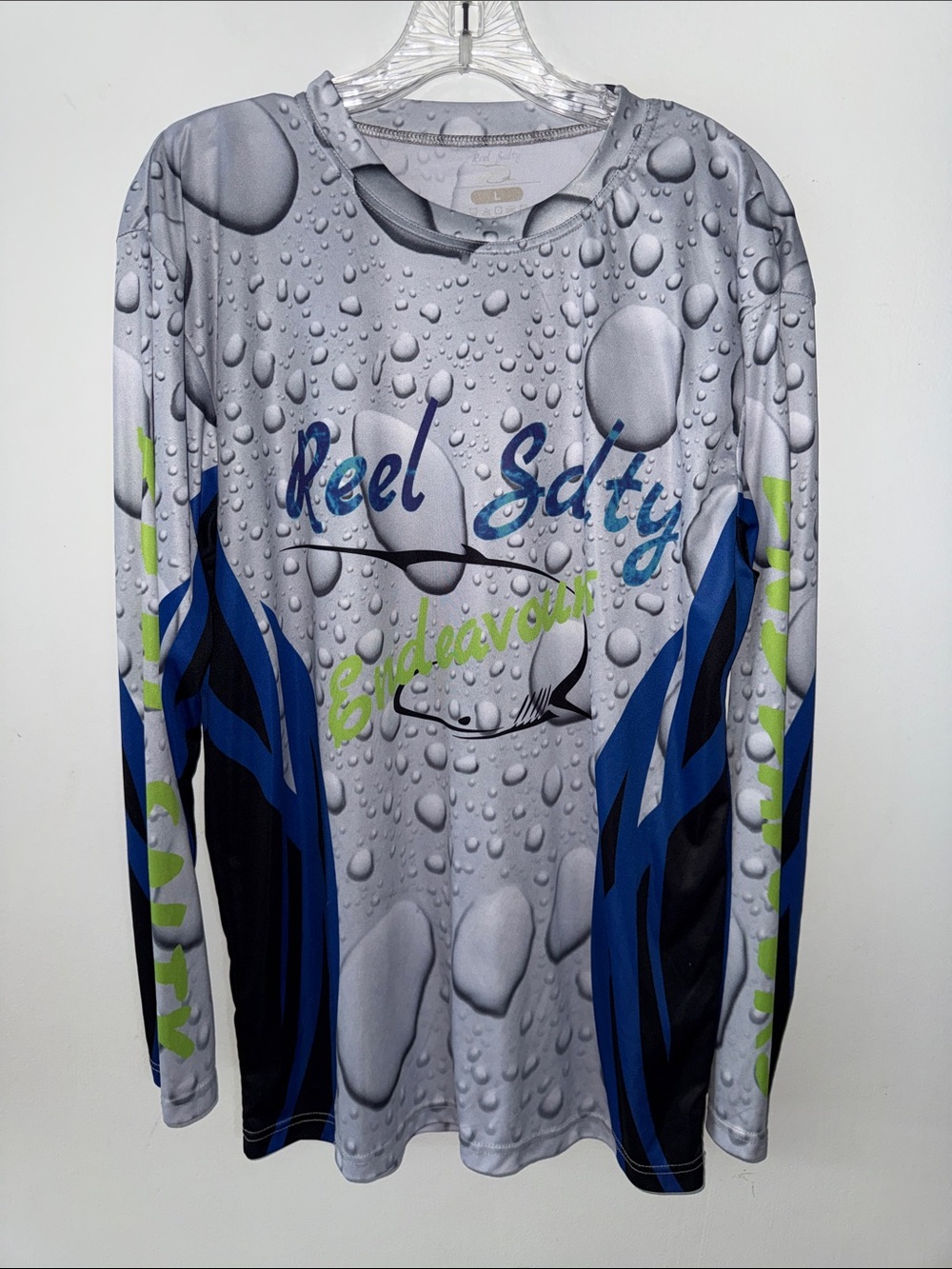 Reel Salty Performance Fishing Shirt Men's Large Long Sleeve Dri-Fit UPF